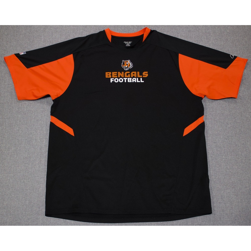 Reebok Cincinnati Bengals Shirt Mens XL Black Orange NFL Football Athletic TEE